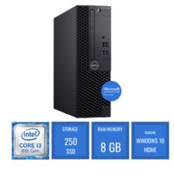 Dell OptiPlex 3060 SFF Desktop i3 3.6. GHz 8th Gen 8 GB, 250 GB SSD, Win 10 Home