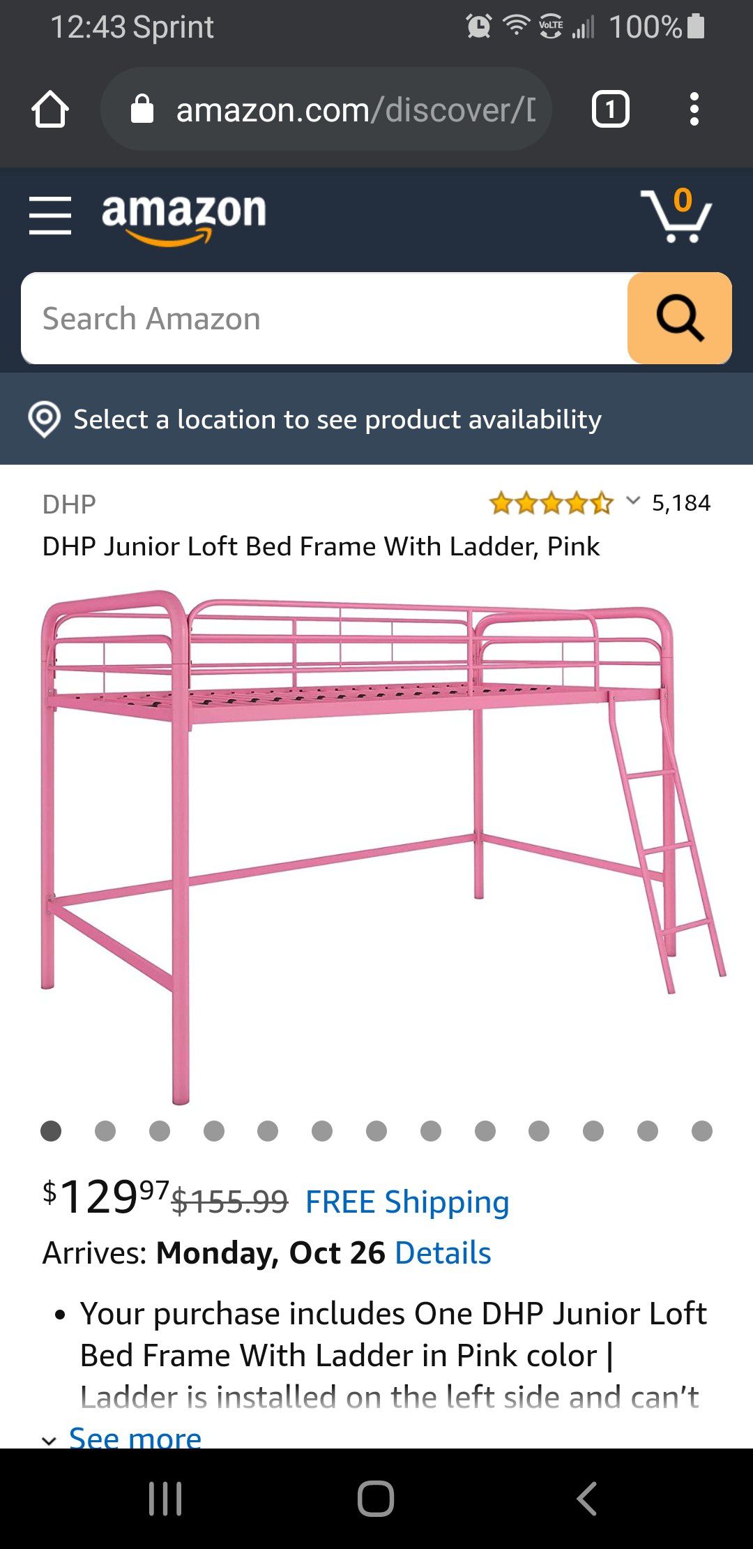 Pink twin loft bed