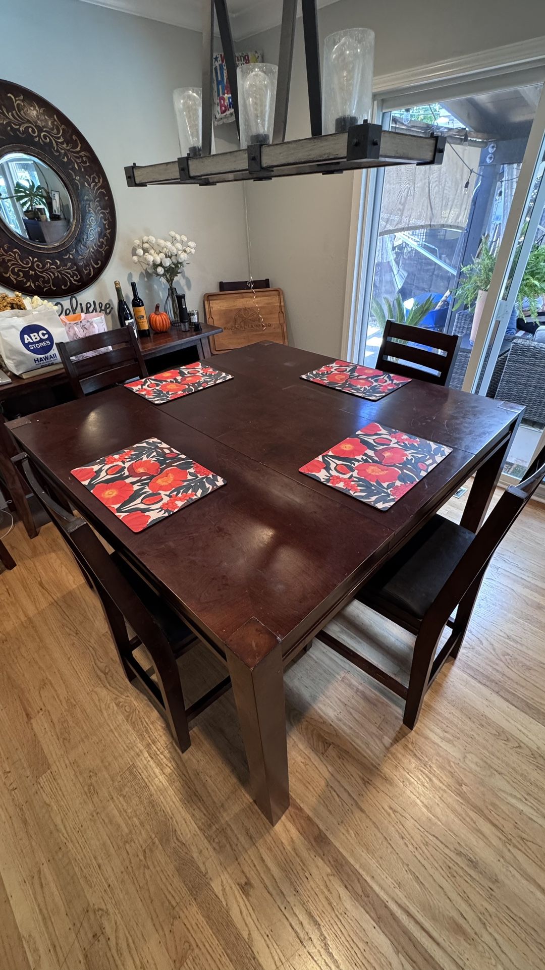 Counter-Height Dining Table w/ 6 Chairs β Foldable Center!