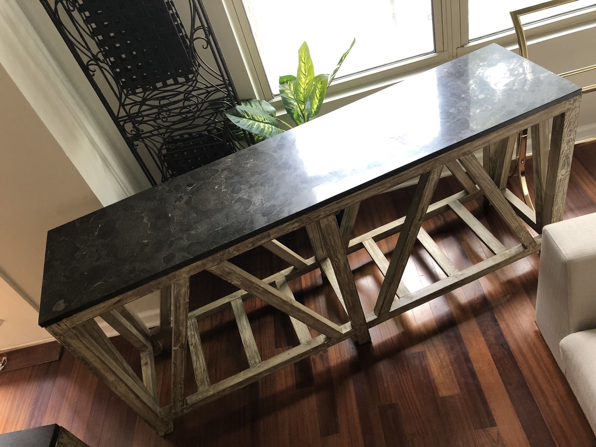 Accepting All Reasonable Offers!! Like NEW RESTORATION HARDWARE Marble & Wood Console/entry/side board Table