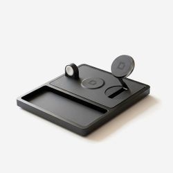 NYTSTND TRIO TRAY Qi2 - 3-in-1 MagSafe Midnight Black Wireless Charger with Tray,