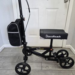 BlessReach Steerable Knee Walker Deluxe Medical Scooter for Foot Injuries Compact Crutches, Knee Scooter