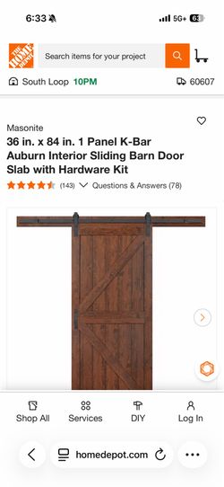 36” new barn door