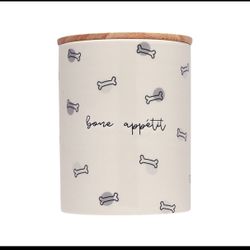 Dog Treat Jar with Bone Design and Wooden Lid - Bone Appetit