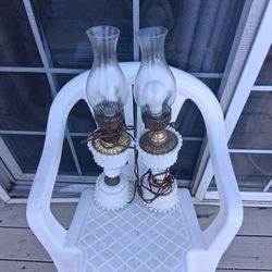 Antique, Electric Lamps,  White Lass 