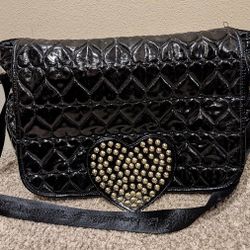 Betsey Johnson Black Heart Quilted Diaper Bag