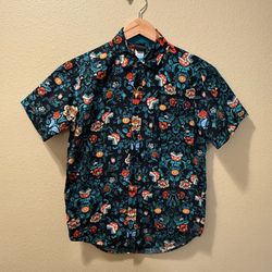 Men’s XS Super Mario Nintendo 100% Cotton Multicolor Floral Button Up Shirt