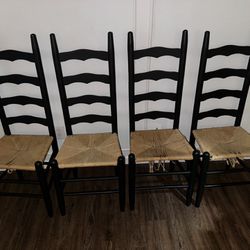 Wooden cane chairs (4)