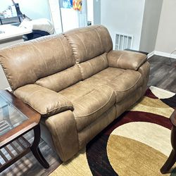 Reclining couch with non reclining love seat set
