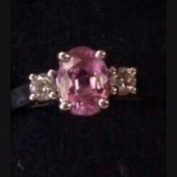 Rare Pink Sapphire & Diamonds on 14k Gold - A  Unique Option For An Engagement Ring!