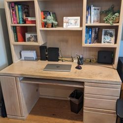 Wood Desk & Hutch