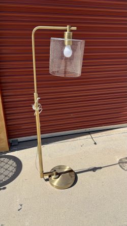 Brass Floor Lamp with Seeded Glass Shade — $40 OBO | Encinitas, CA