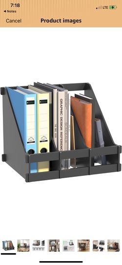 Brand new Bamboo Desktop Magazine Holder Desk File Organizer 3 Compartments Vertical black