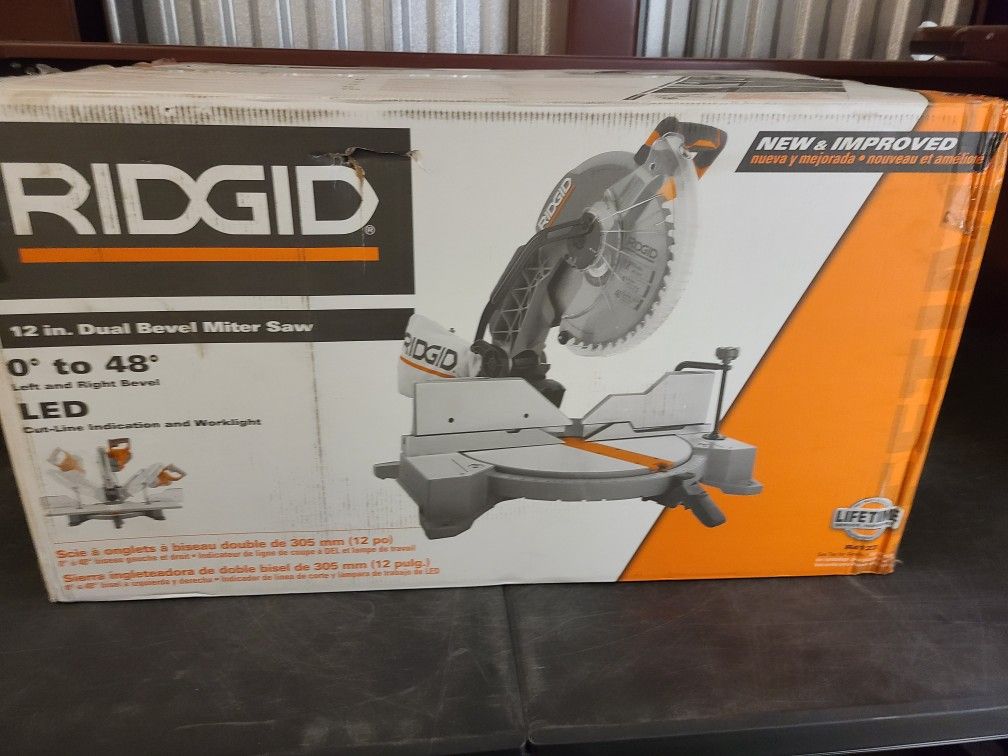 RIDGID R4123 15 Amp Corded 12" Dual Bevel Miter Saw with LED Cutline Indicator