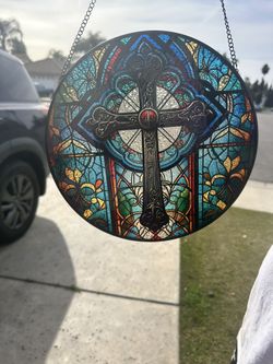 Stained Glass Cross. New In Box