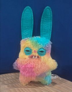 Fuggler 9" Rabid Rabbit Budgie Plush in Rainbow Tie-dye