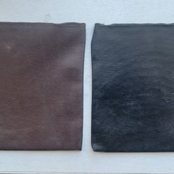 Pair of vintage leather money deposit bags with YKK Zippers, marked made in Japan.