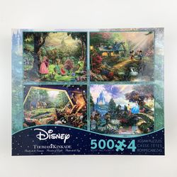 Thomas Kinkade Disney 4 in 1 Jigsaw Puzzle 500 piece Aurora Cinderella Mickey