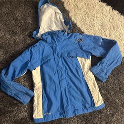 Woman’s Ski Snow Jacket Size Large Blue n White