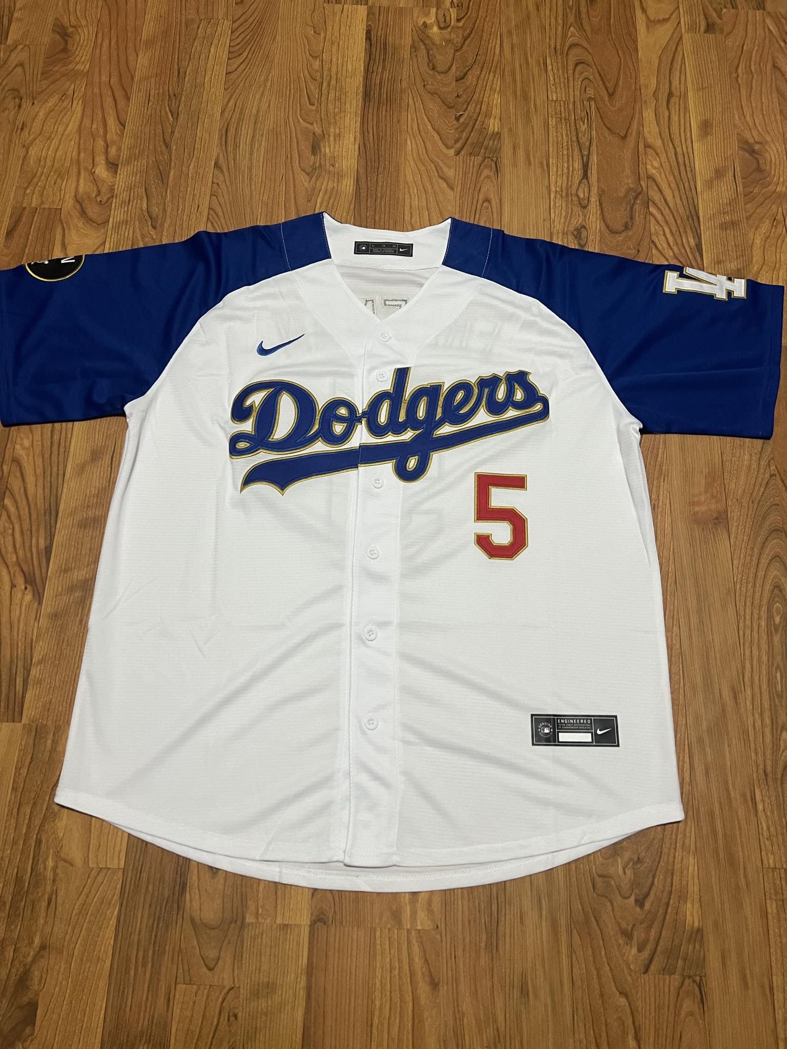 Los Angeles Dodgers Stitched White and Gold Freddie Freeman Jerseys