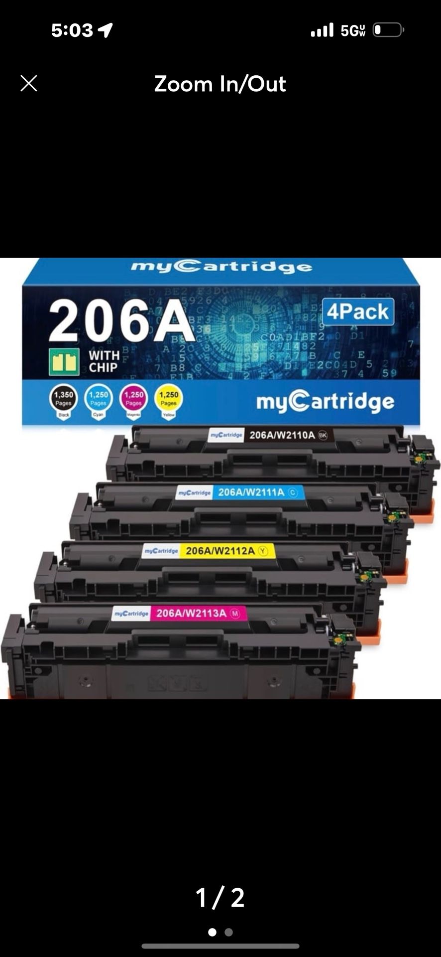 206A Toner Cartridges 4 Pack (with Chip) Compatible Replacement for HP