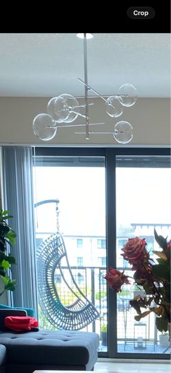 Like New -chrome glass chandelier