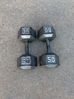 Cap 50Lb pair Solid Barbell Hex Dumbbells $90   F