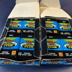 1991 Topps Stadium Club NHL Hockey Boxes 69 Packs 