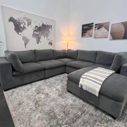 Modern Gray Sectional Couch Like New 