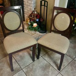 2 upholstered dining chairs dark wood