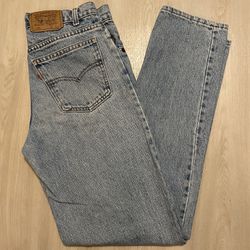 VINTAGE Levis 550 Jeans Denim Grunge Student Orange Tab  Made In USA  Sz 28x31