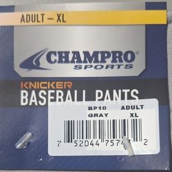 (BB - 13) CHAMPRO BASEBALL PANT SHORT GRAY ADULT SIZE X-LARGE 