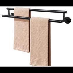 Alise 24 in. Matte Black Double Bath Towel Bar, Stainless Steel (GYT6902-B)