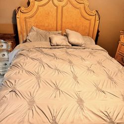 Queen bed  ,one nightstand and dresser with mirror