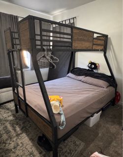 Industrial Metal and Wood Bunk Bed