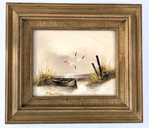 Vintage P. Sander Original Signed Oil Painting on Canvas with Wood Frame - 16" x 14"