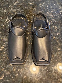 🔥Peshawari Sandals by Bata Black Leather Handmade Style Pakistan Size 10 Men🔥