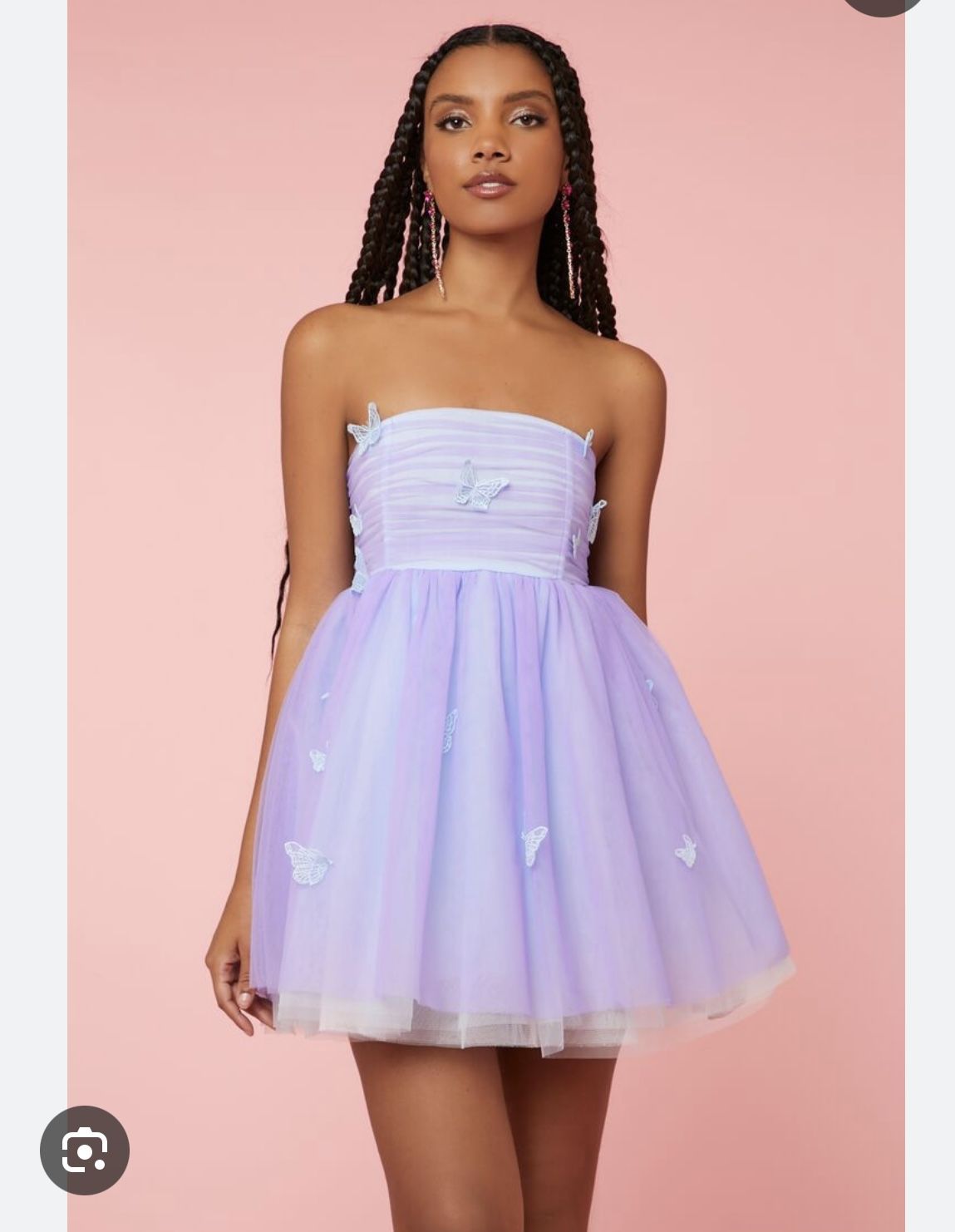 Butterflies Strapless Mini Dress Size S