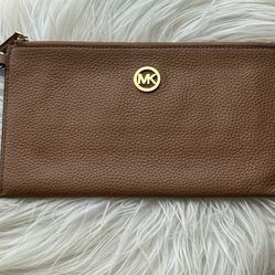 Michael Kors Fulton Leather Clutch Purse With Strap