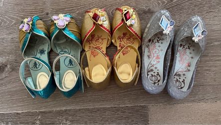 Disney Princess dress up play shoes (Cinderella, Belle, Jasmine) size 12/1 girls