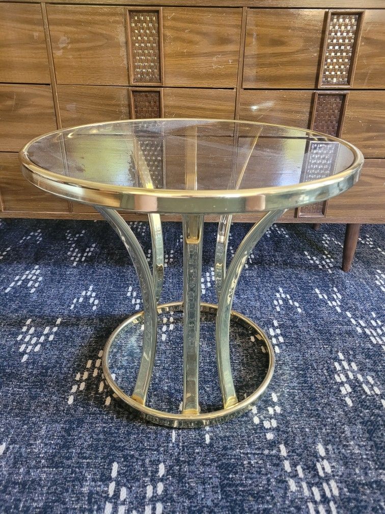 Brass And Glass Side Table
