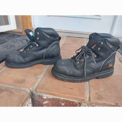 TIMBERLAND LEATHER STEEL TOE WORK BOOTS SIZ3 10 IN GOOD CONDITION 