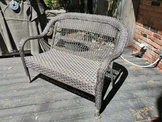 Outdoor vinyl wicker loveseat