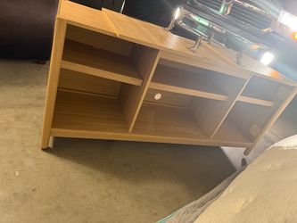 Light Oak TV Stand with Open Shelves