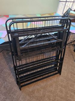 Folding Compact Metal Bed Frame Tool-Free Black