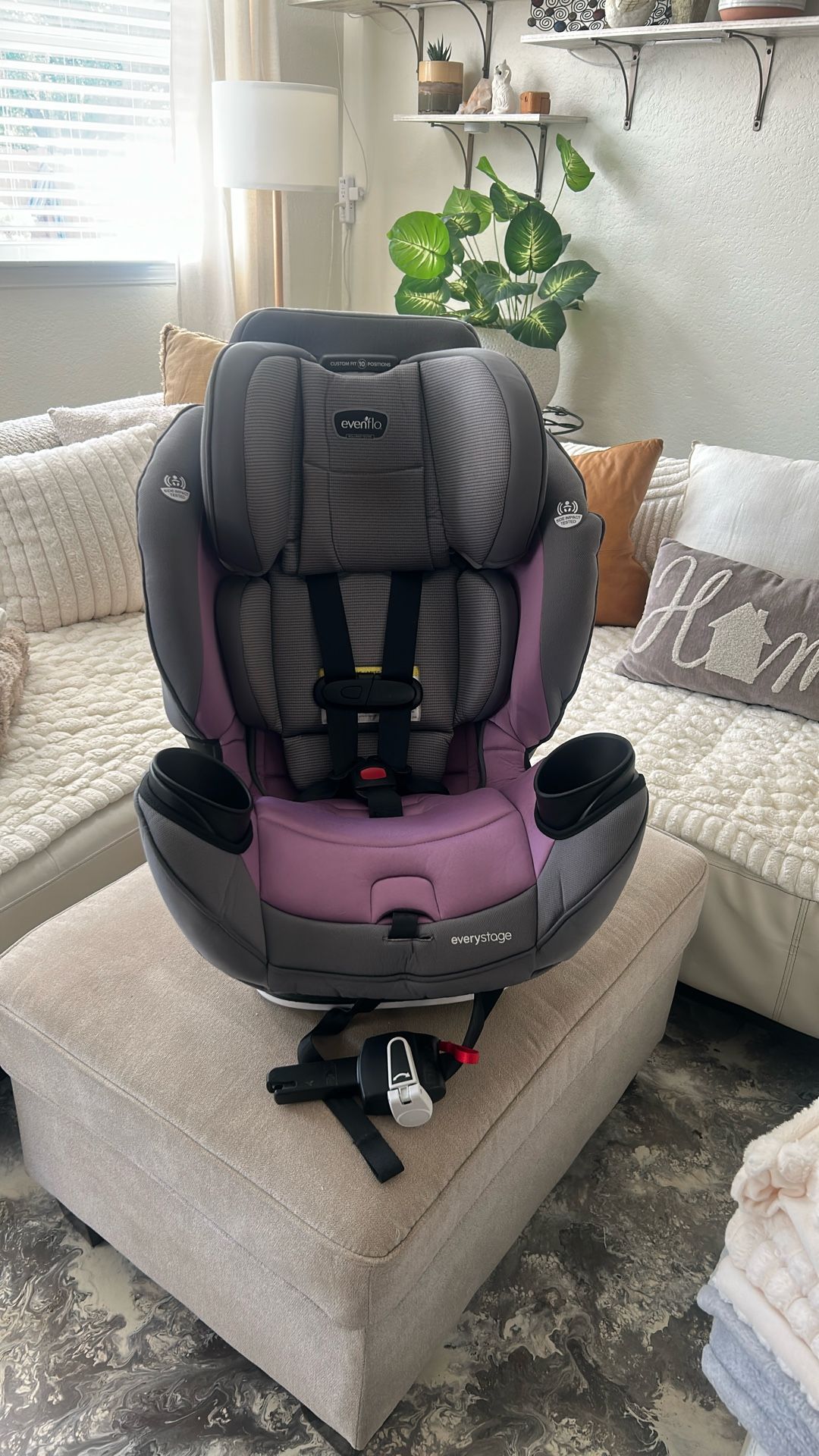 Lavender And Gray Even Flow Custom Fit 10 Position Rear And Forward Facing All In One Car Seat