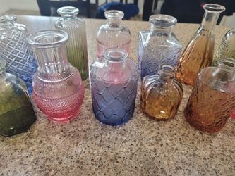 12-Piece Multicolor Glass Bud Vase Set