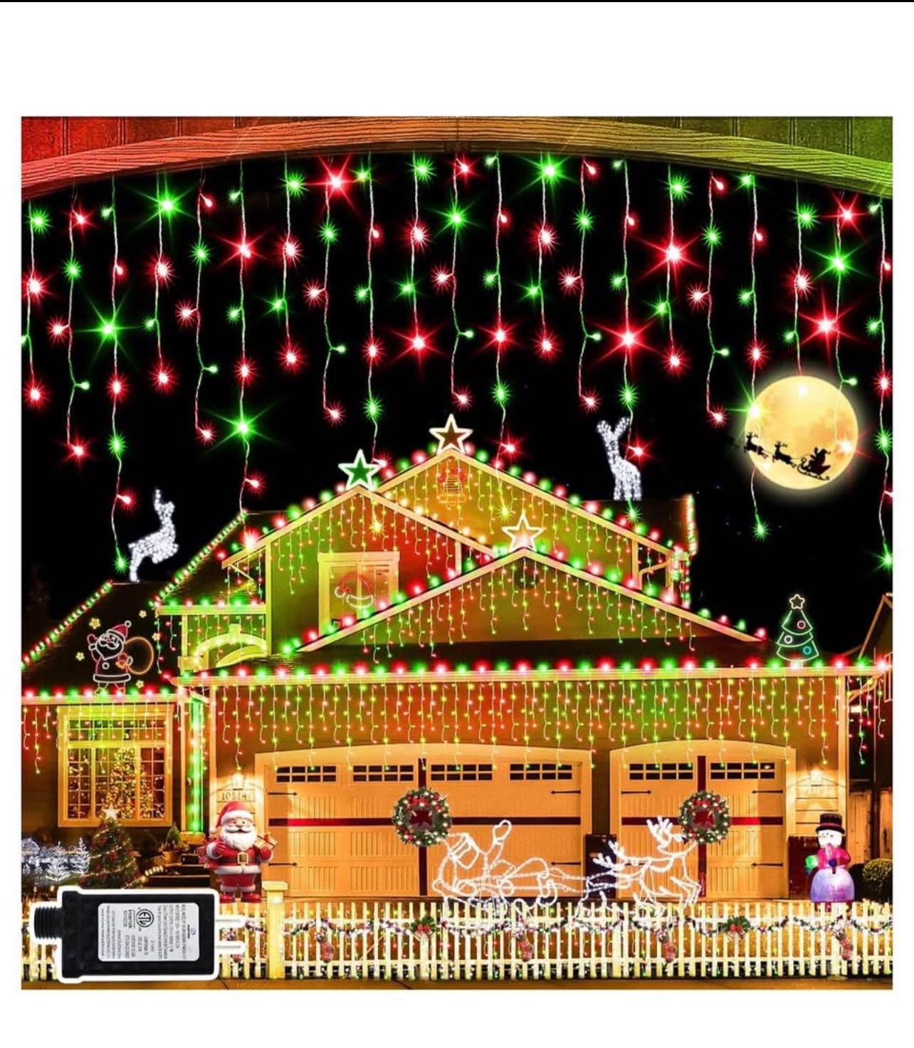 Brandnew 131 FT 1280 LED Christmas Lights Outdoor Decorations Super Long Clear Wire String Lights Plug in 240 Drops 8 Modes Memory Timer Curtain Fairy