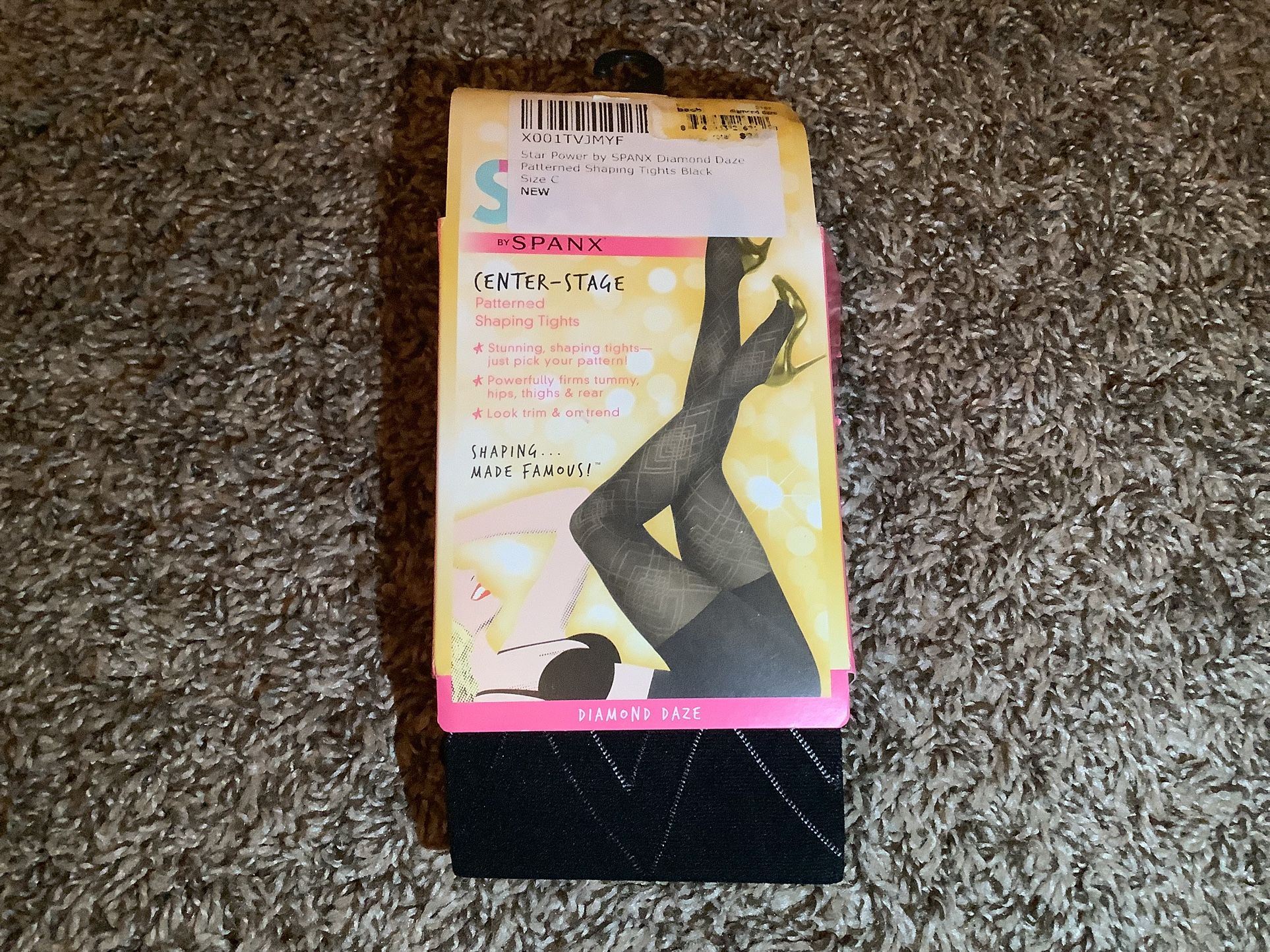 Spanx Star Power diamond daze patterned shaping tights, color bacbl, size: C