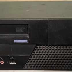 Lenovo ThinkCentre Desktop with DVD RW drive, monitor, keyboard, mouse. Windows 10.
